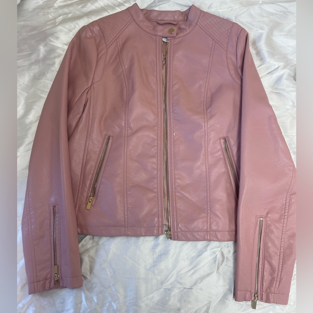 Pink leather jacket by New York & Co